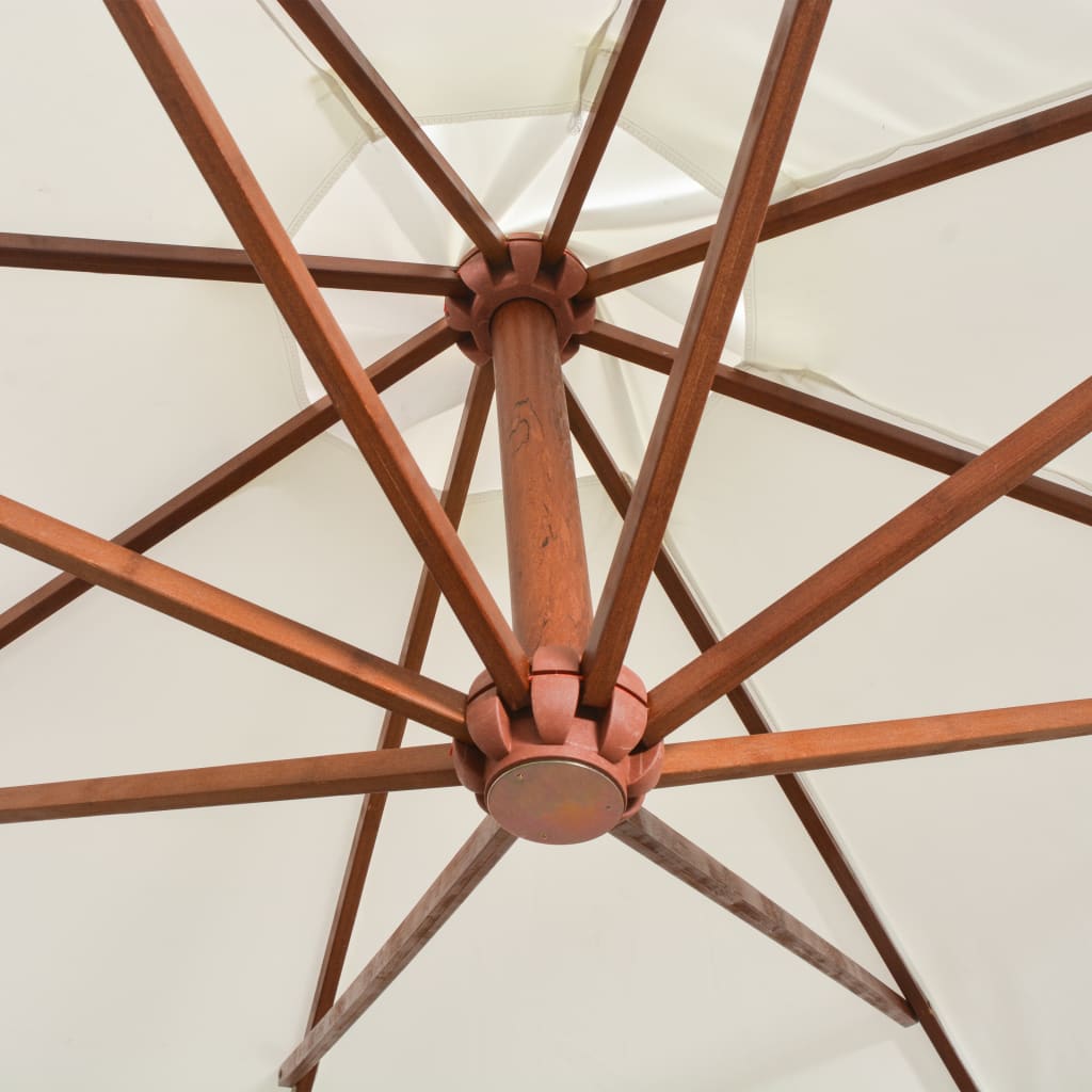 Zweefparasol met houten paal 350 cm wit is nu te koop bij PeponiXL, paradijselijk wonen!