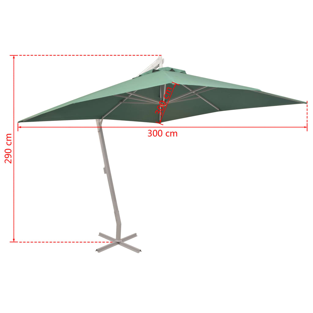 Zweefparasol met aluminium paal 300x300 cm groen is nu te koop bij PeponiXL, paradijselijk wonen!