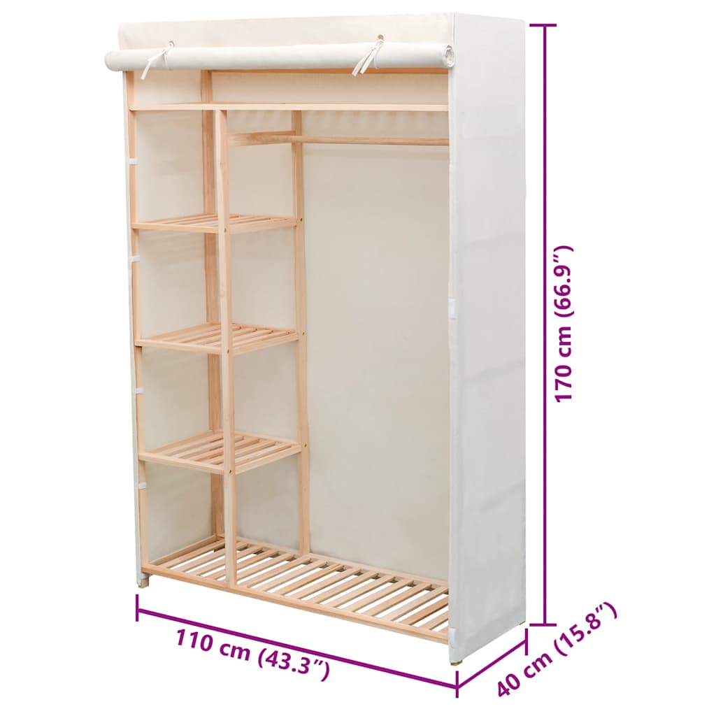 Kledingkast stof en grenenhout 110x40x170 cm is nu te koop bij PeponiXL, paradijselijk wonen!