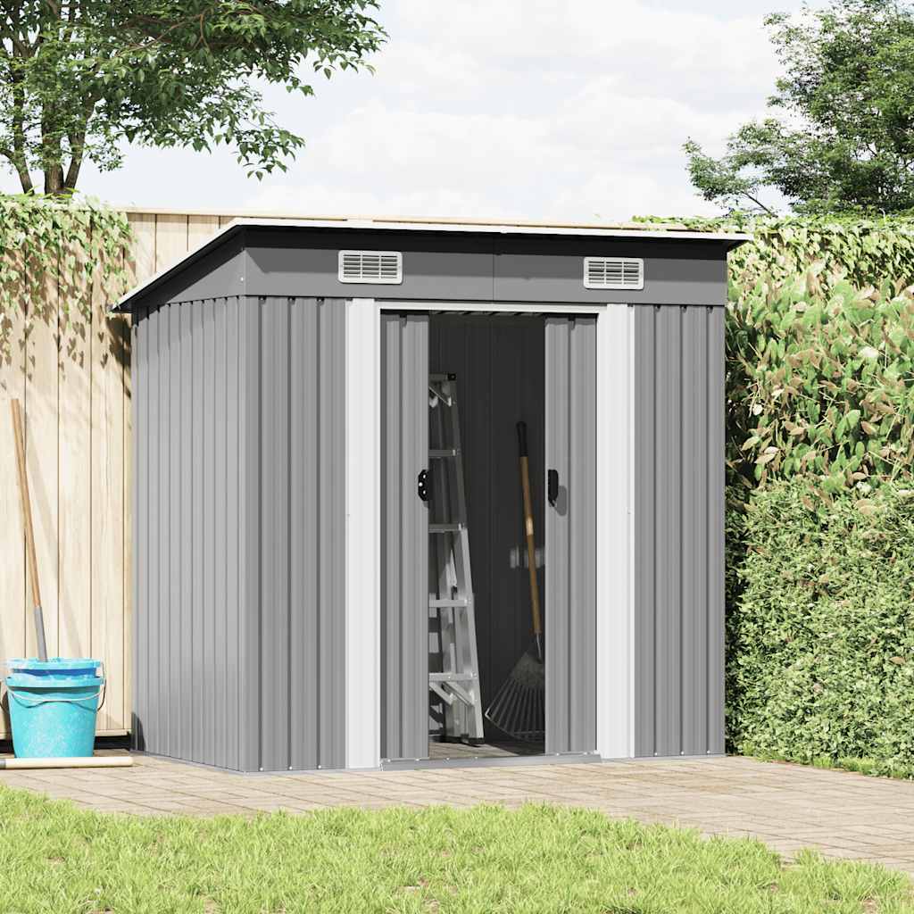 Tuinschuur metaal grijs is nu te koop bij PeponiXL, paradijselijk wonen!