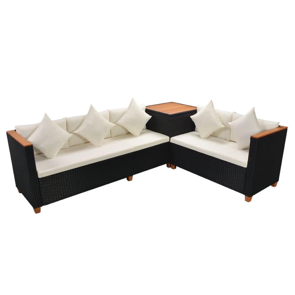 7-delige Loungeset met kussens poly rattan zwart is nu te koop bij PeponiXL, paradijselijk wonen!