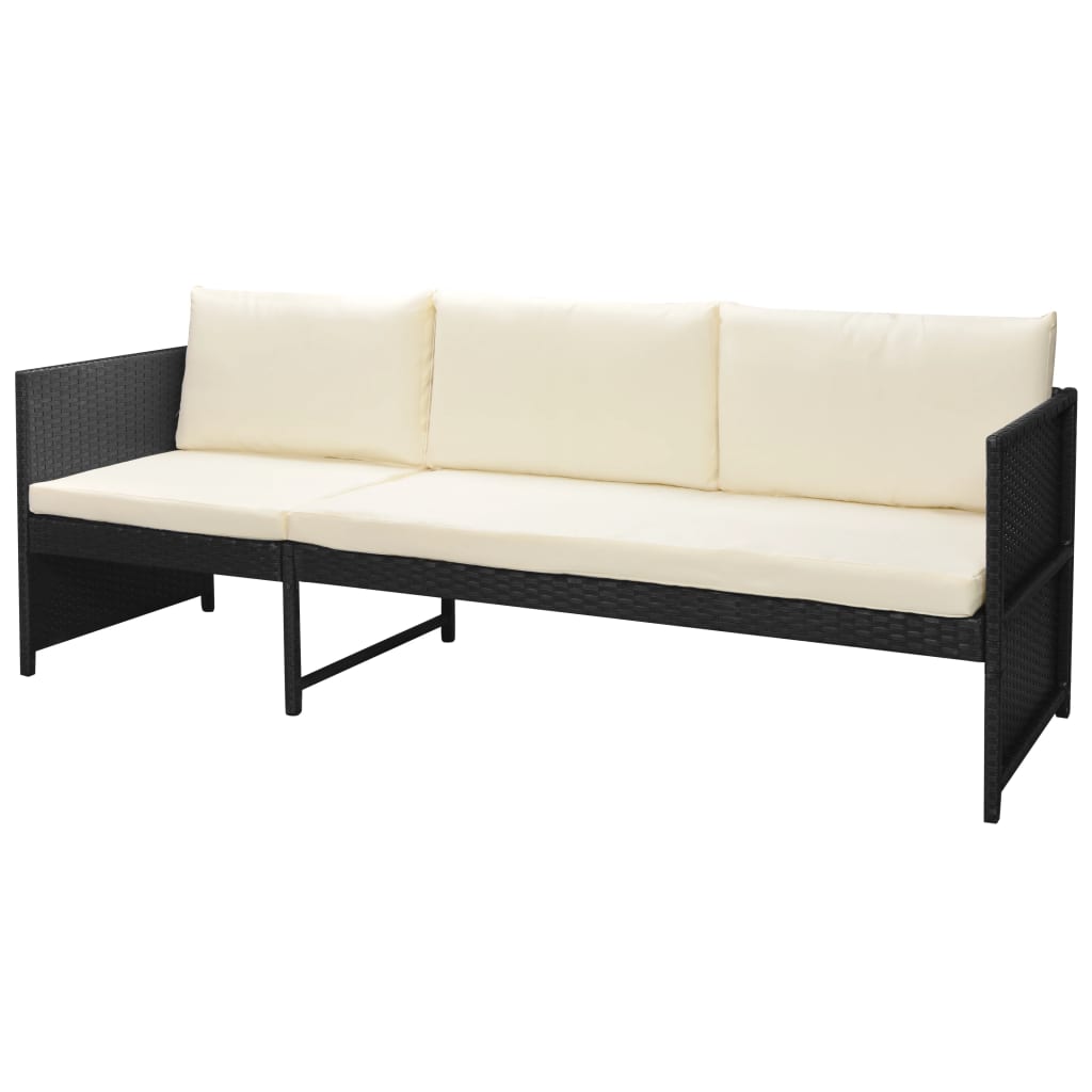 6-delige Loungeset met kussens poly rattan zwart is nu te koop bij PeponiXL, paradijselijk wonen!