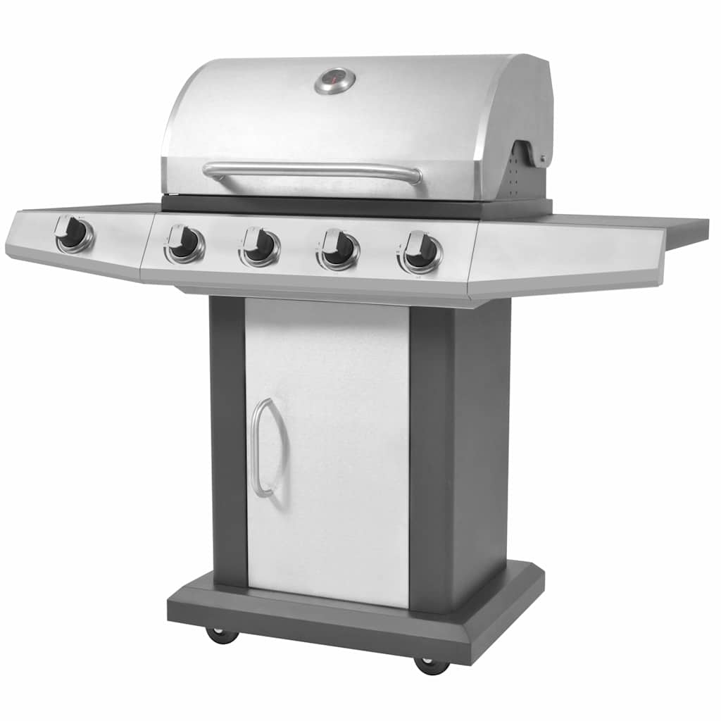Gas Barbecue Grill met wiel Zilver Staal met Metaal Slang is nu te koop bij PeponiXL, paradijselijk wonen!