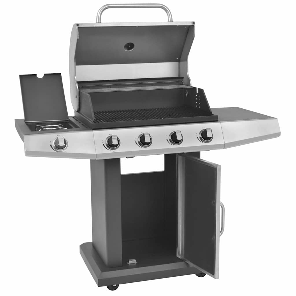 Gas Barbecue Grill met wiel Zilver Staal met Metaal Slang is nu te koop bij PeponiXL, paradijselijk wonen!