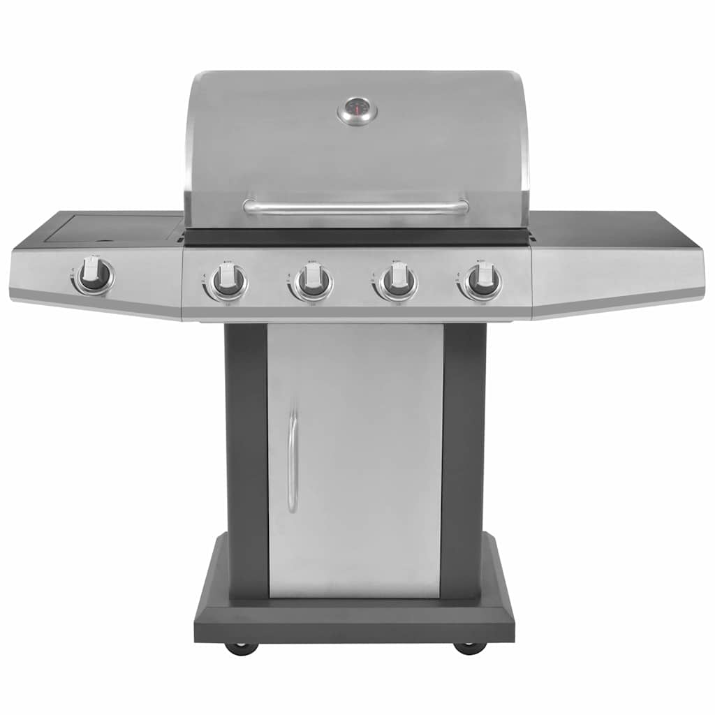 Gas Barbecue Grill met wiel Zilver Staal met Metaal Slang is nu te koop bij PeponiXL, paradijselijk wonen!