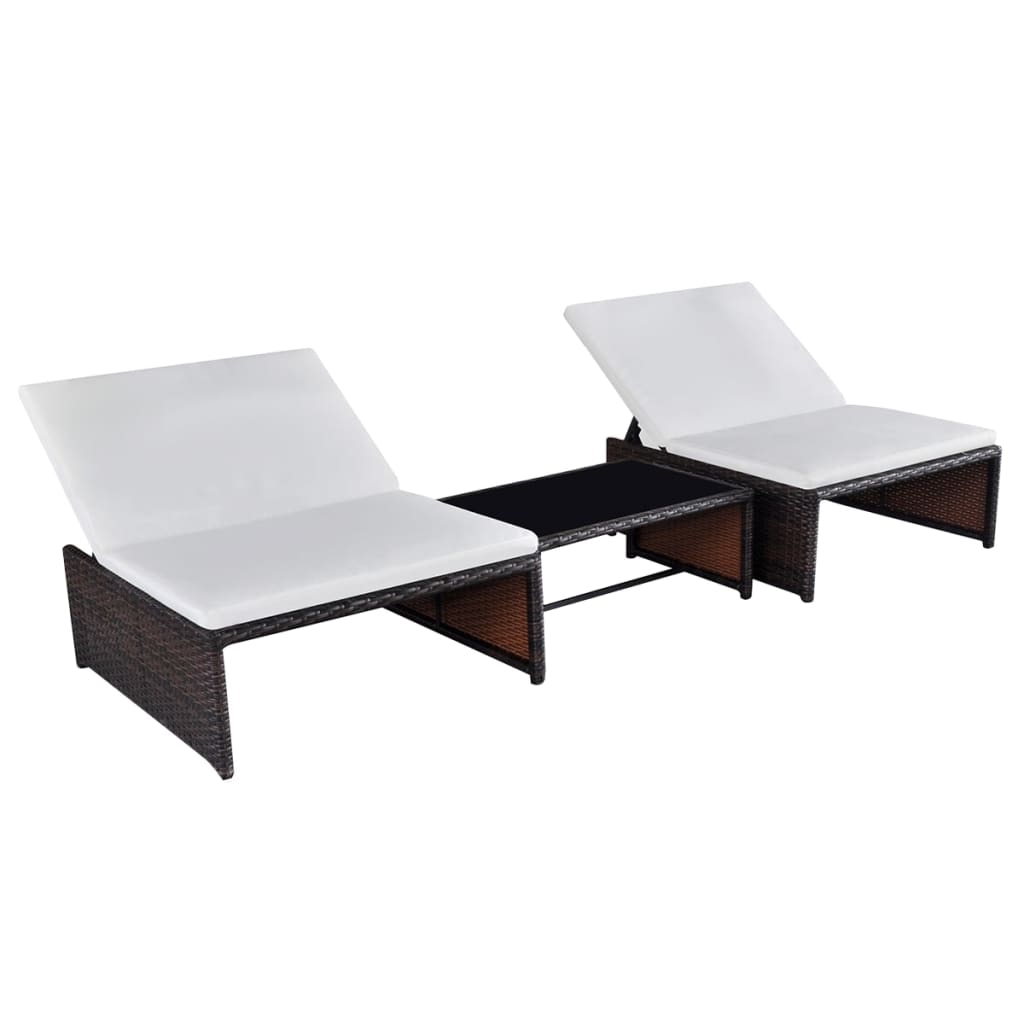 Tuinstoelen 2 st verstelbaar met tafel poly rattan bruin is nu te koop bij PeponiXL, paradijselijk wonen!