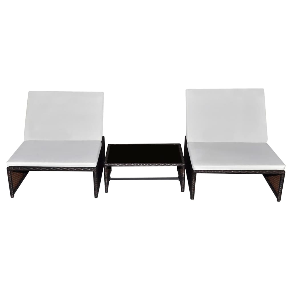 Tuinstoelen 2 st verstelbaar met tafel poly rattan bruin is nu te koop bij PeponiXL, paradijselijk wonen!