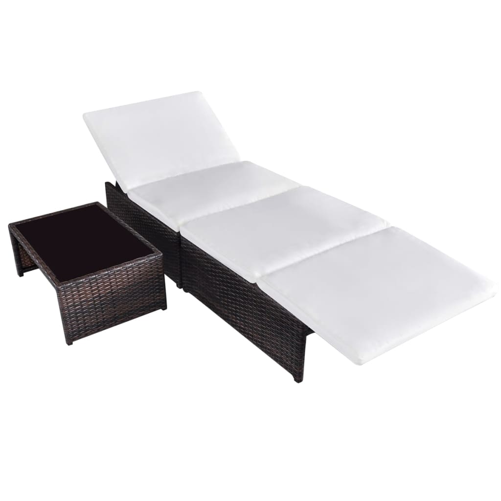 Tuinstoelen 2 st verstelbaar met tafel poly rattan bruin is nu te koop bij PeponiXL, paradijselijk wonen!