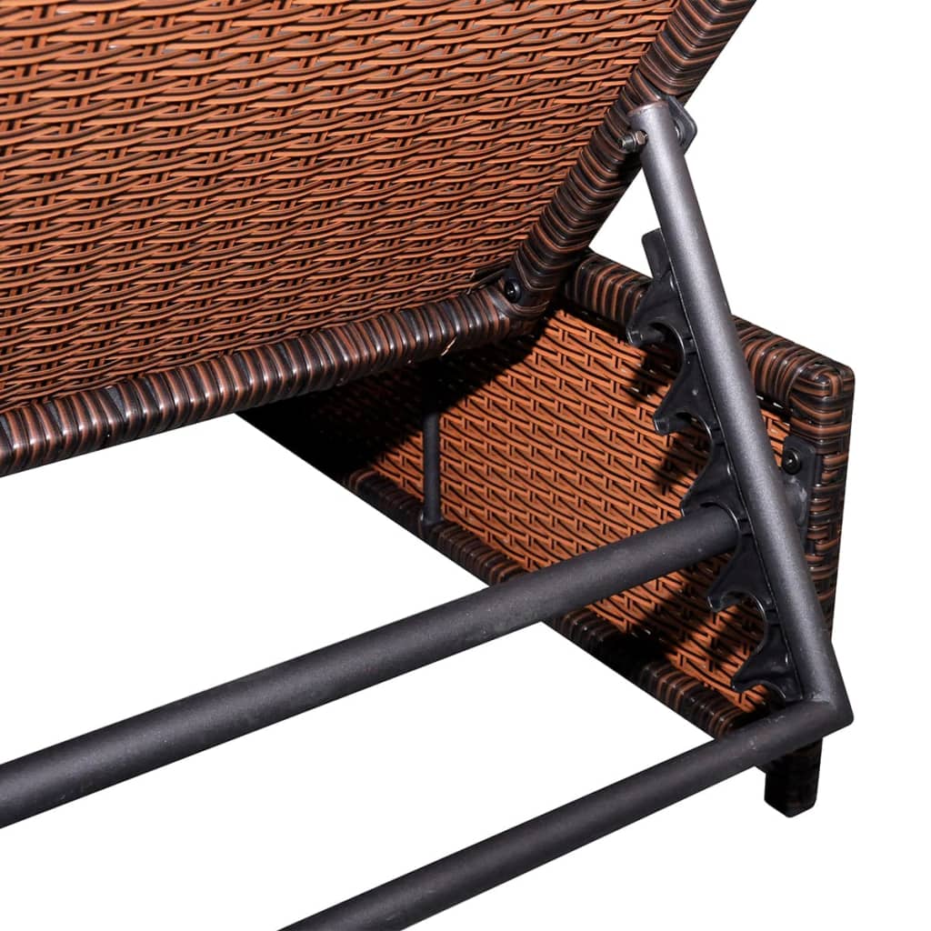 Tuinstoelen 2 st verstelbaar met tafel poly rattan bruin is nu te koop bij PeponiXL, paradijselijk wonen!