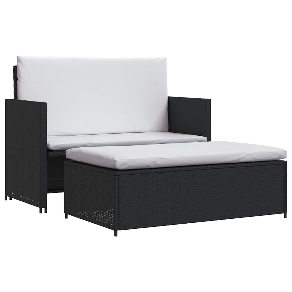 2-delige Loungeset met kussens poly rattan zwart is nu te koop bij PeponiXL, paradijselijk wonen!