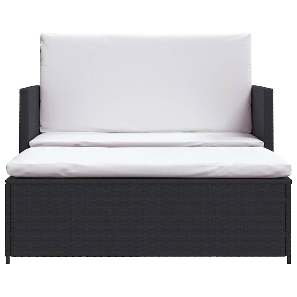 2-delige Loungeset met kussens poly rattan zwart is nu te koop bij PeponiXL, paradijselijk wonen!