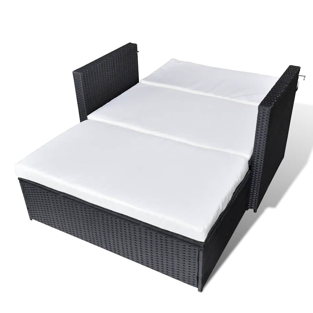 2-delige Loungeset met kussens poly rattan zwart is nu te koop bij PeponiXL, paradijselijk wonen!