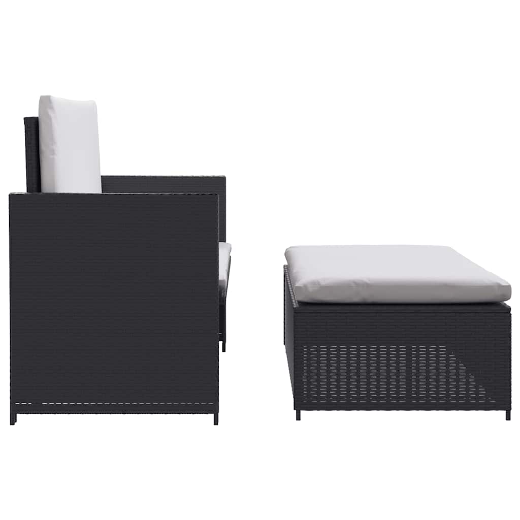2-delige Loungeset met kussens poly rattan zwart is nu te koop bij PeponiXL, paradijselijk wonen!