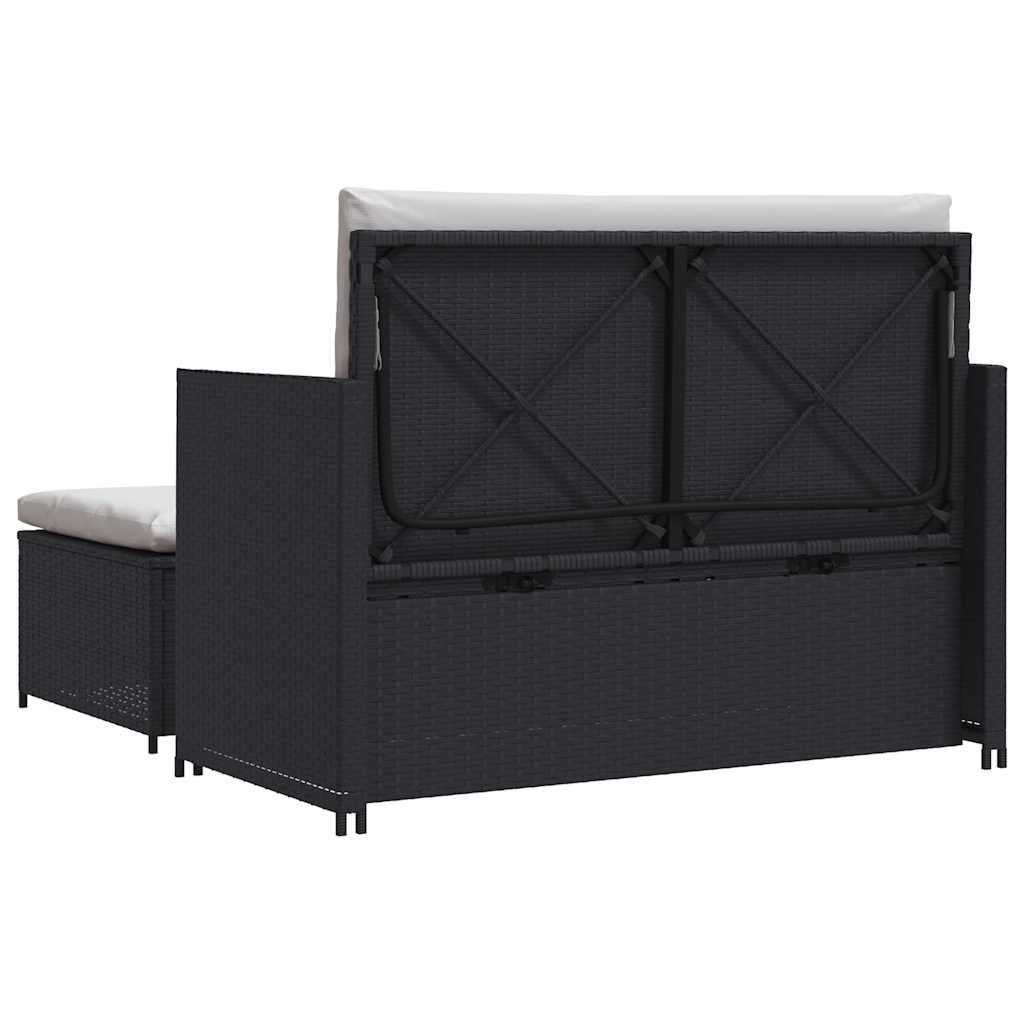 2-delige Loungeset met kussens poly rattan zwart is nu te koop bij PeponiXL, paradijselijk wonen!