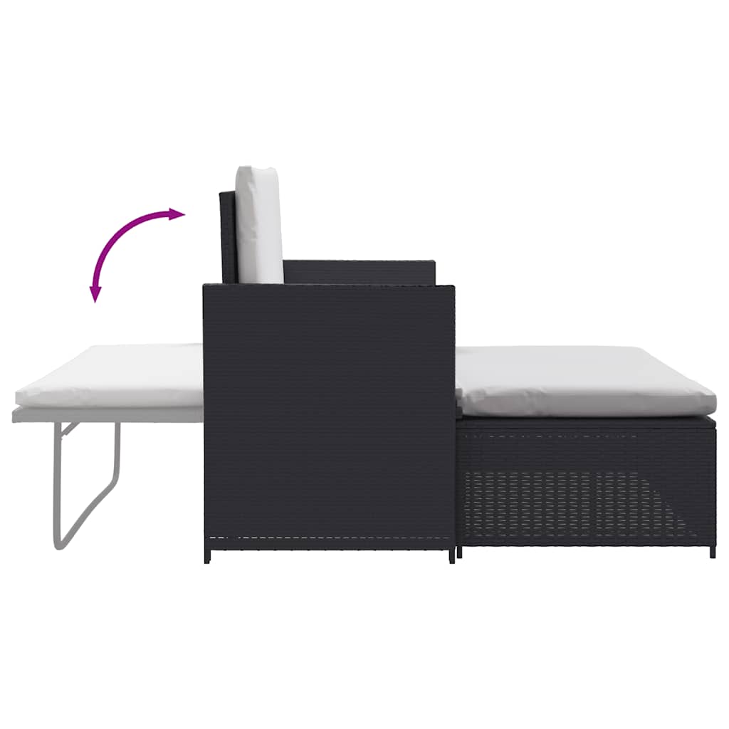 2-delige Loungeset met kussens poly rattan zwart is nu te koop bij PeponiXL, paradijselijk wonen!