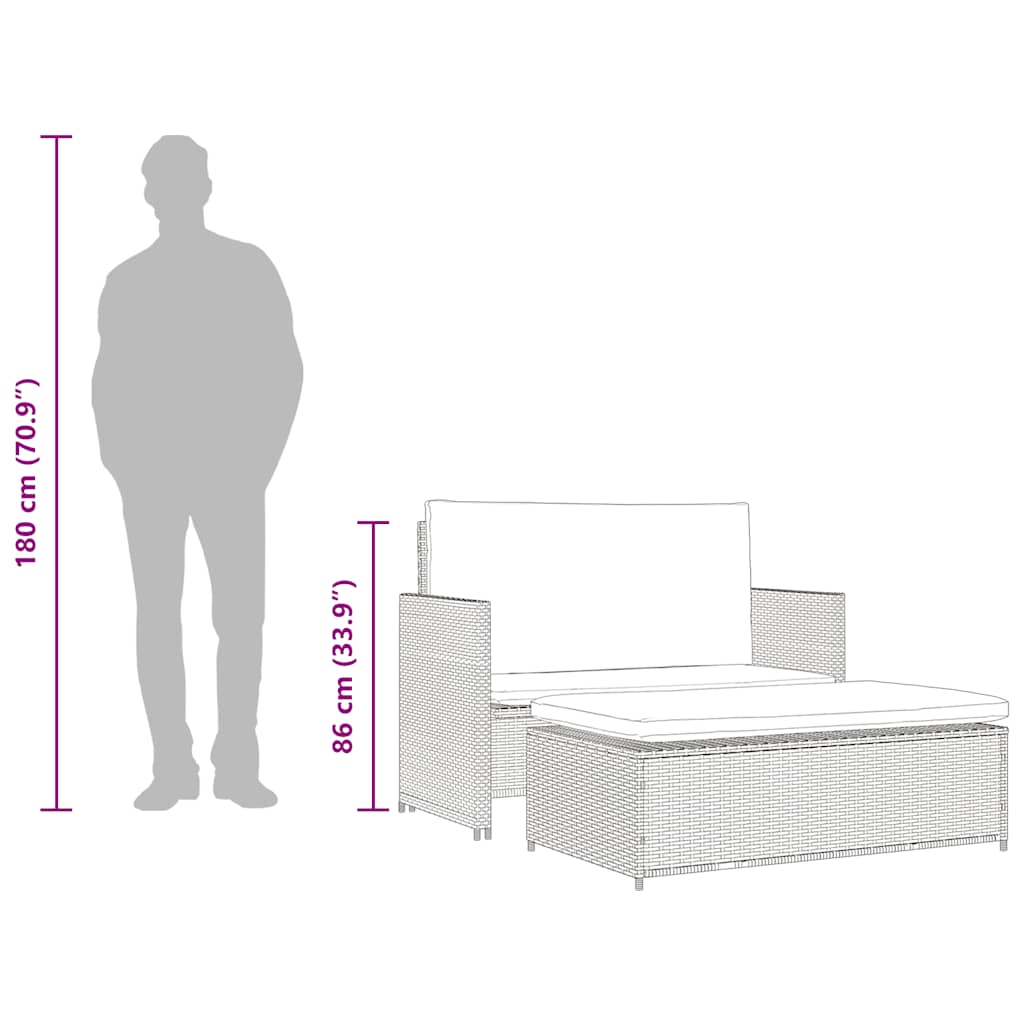 2-delige Loungeset met kussens poly rattan zwart is nu te koop bij PeponiXL, paradijselijk wonen!