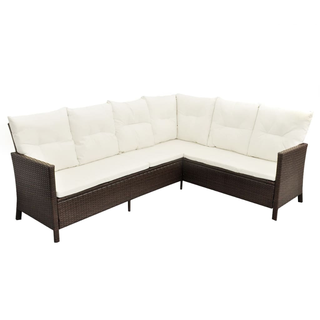 4-delige Loungeset met kussens poly rattan bruin is nu te koop bij PeponiXL, paradijselijk wonen!