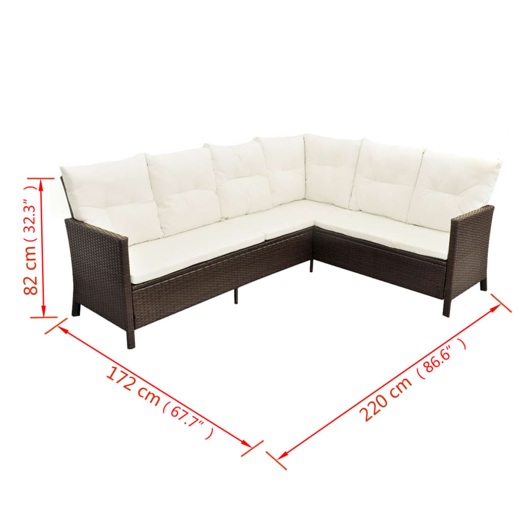 4-delige Loungeset met kussens poly rattan bruin is nu te koop bij PeponiXL, paradijselijk wonen!