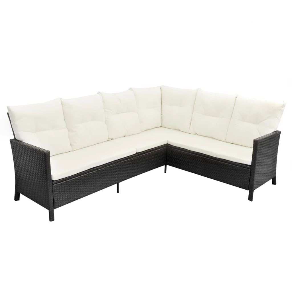 4-delige Loungeset met kussens poly rattan zwart is nu te koop bij PeponiXL, paradijselijk wonen!