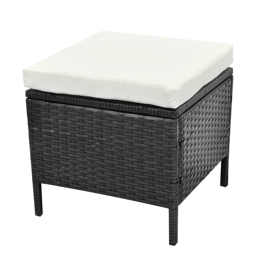 4-delige Loungeset met kussens poly rattan zwart is nu te koop bij PeponiXL, paradijselijk wonen!