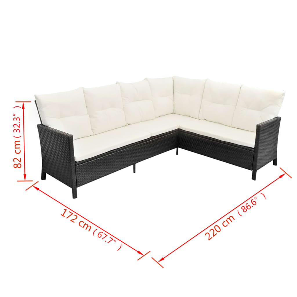 4-delige Loungeset met kussens poly rattan zwart is nu te koop bij PeponiXL, paradijselijk wonen!