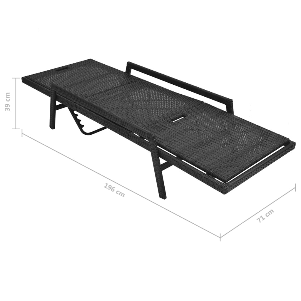 Ligbed met kussen poly rattan zwart is nu te koop bij PeponiXL, paradijselijk wonen!