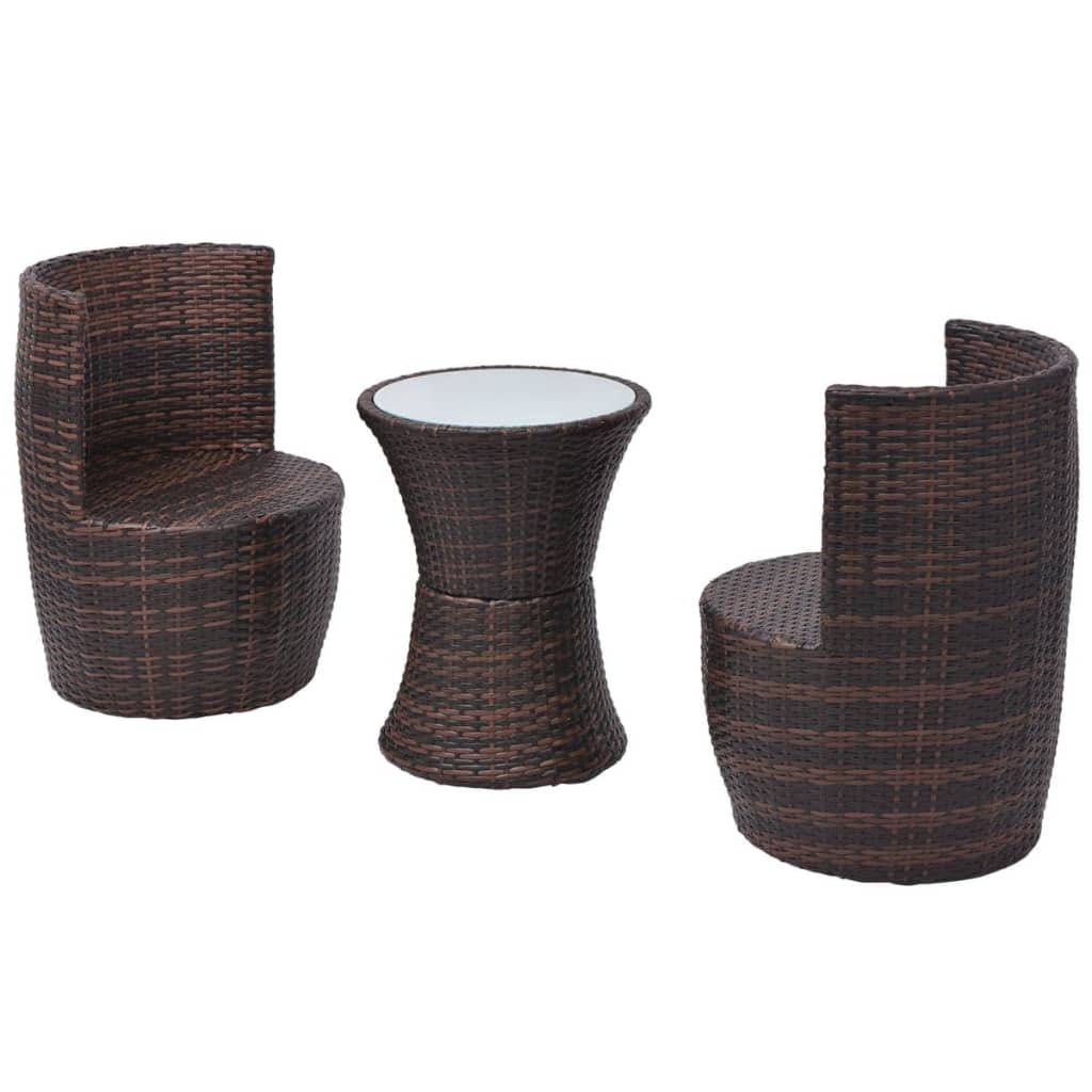 3-delige Bistroset met kussens poly rattan bruin is nu te koop bij PeponiXL, paradijselijk wonen!