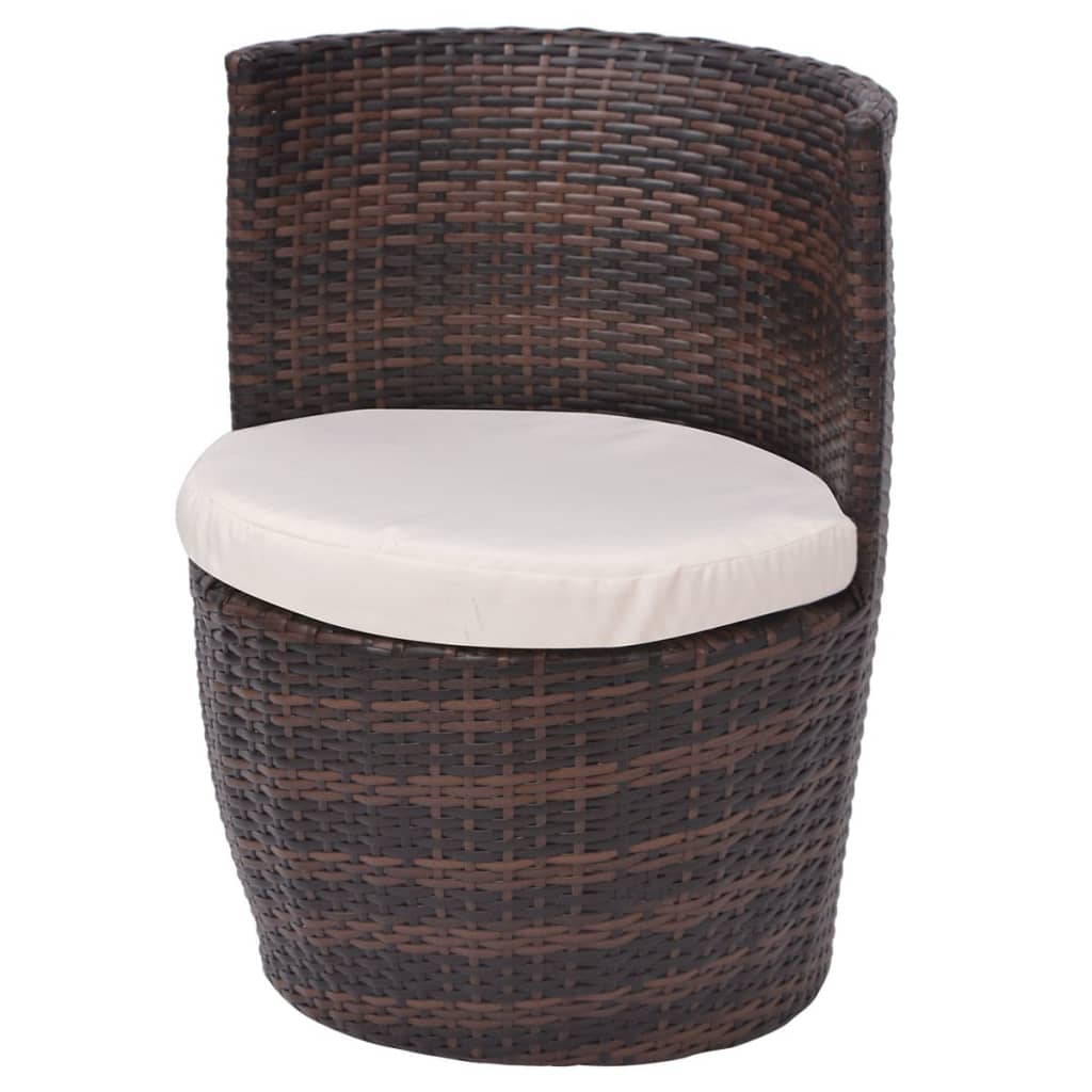 3-delige Bistroset met kussens poly rattan bruin is nu te koop bij PeponiXL, paradijselijk wonen!