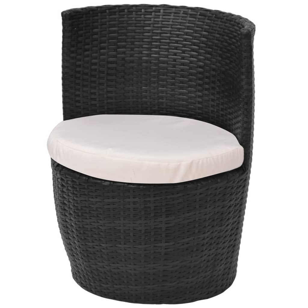 3-delige Bistroset met kussens poly rattan zwart is nu te koop bij PeponiXL, paradijselijk wonen!