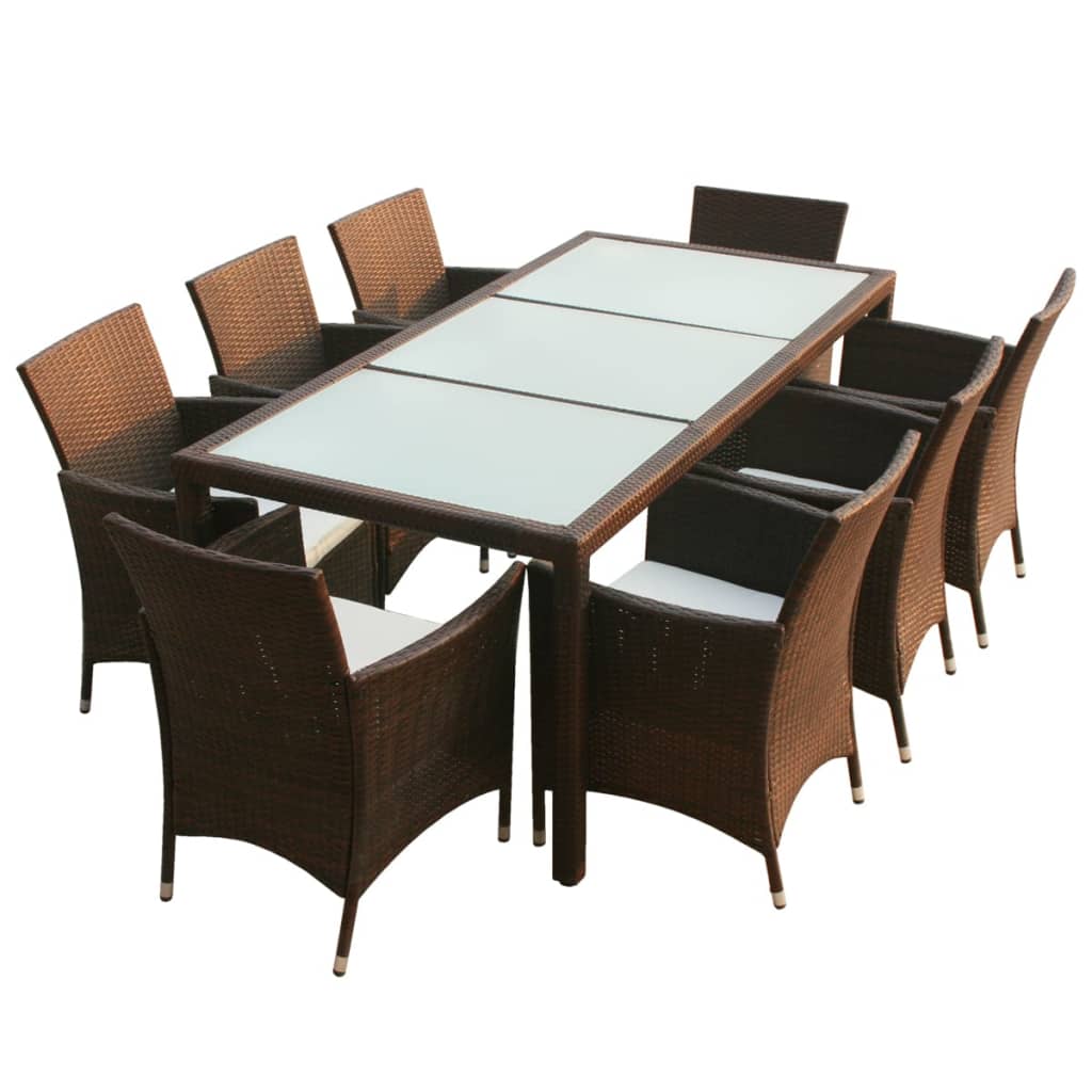 9-delige Tuinset met kussens poly rattan bruin is nu te koop bij PeponiXL, paradijselijk wonen!