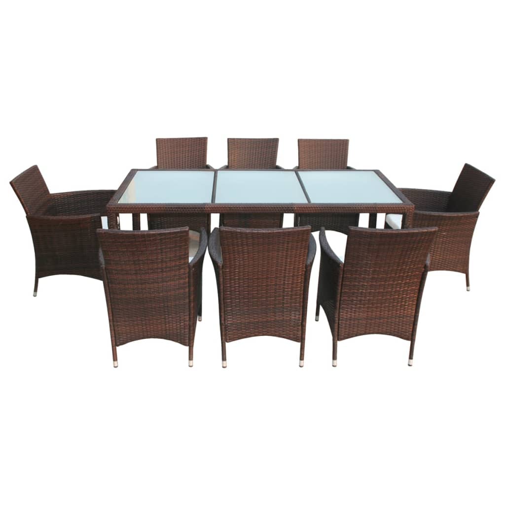 9-delige Tuinset met kussens poly rattan bruin is nu te koop bij PeponiXL, paradijselijk wonen!