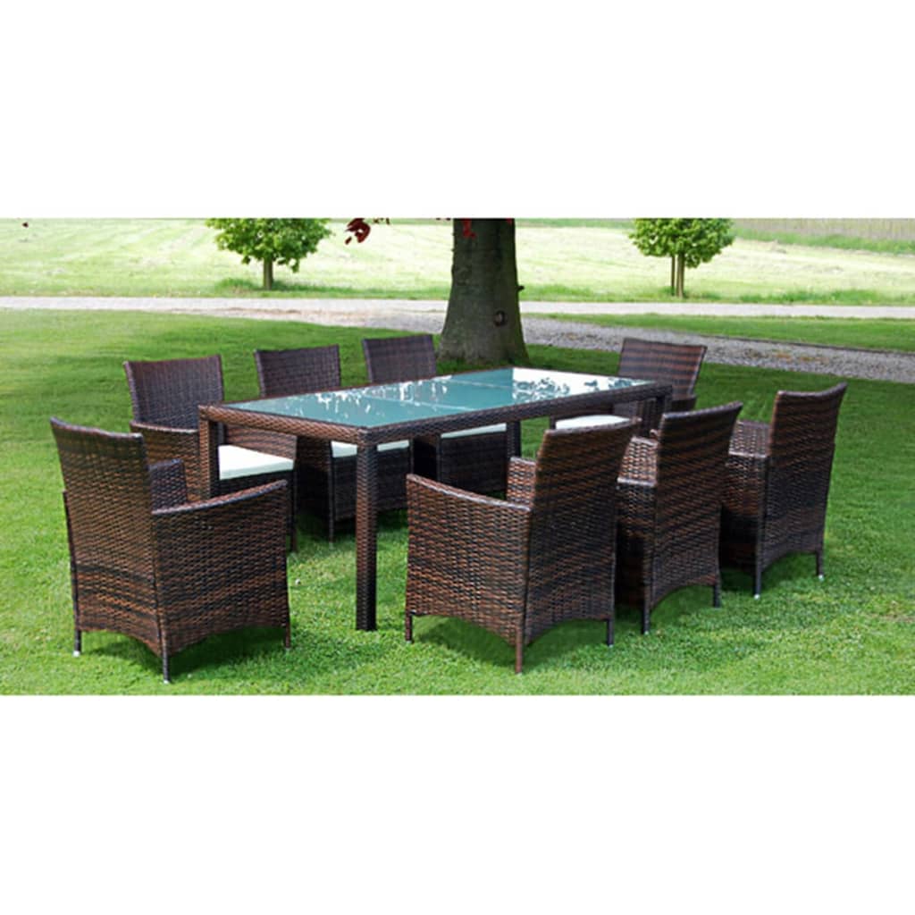 9-delige Tuinset met kussens poly rattan bruin is nu te koop bij PeponiXL, paradijselijk wonen!
