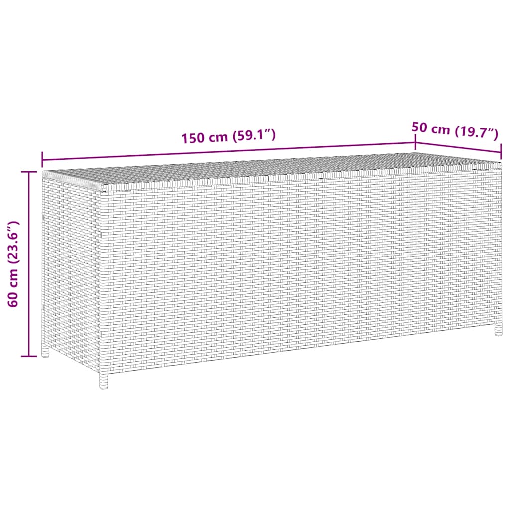Tuinbox 150x50x60 cm poly rattan zwart is nu te koop bij PeponiXL, paradijselijk wonen!