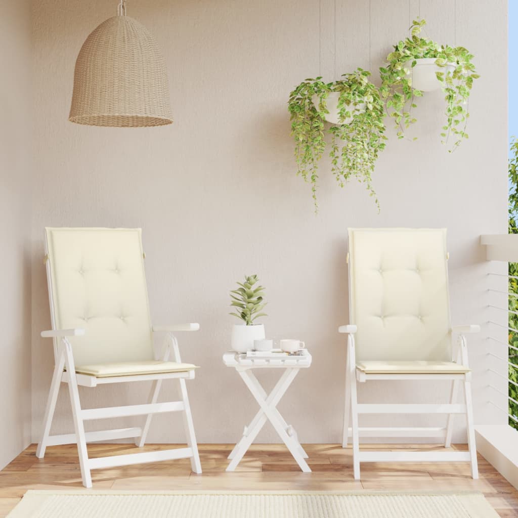 Tuinstoelkussens 6 st hoge rug 120x50x3 cm stof crèmekleurig is nu te koop bij PeponiXL, paradijselijk wonen!