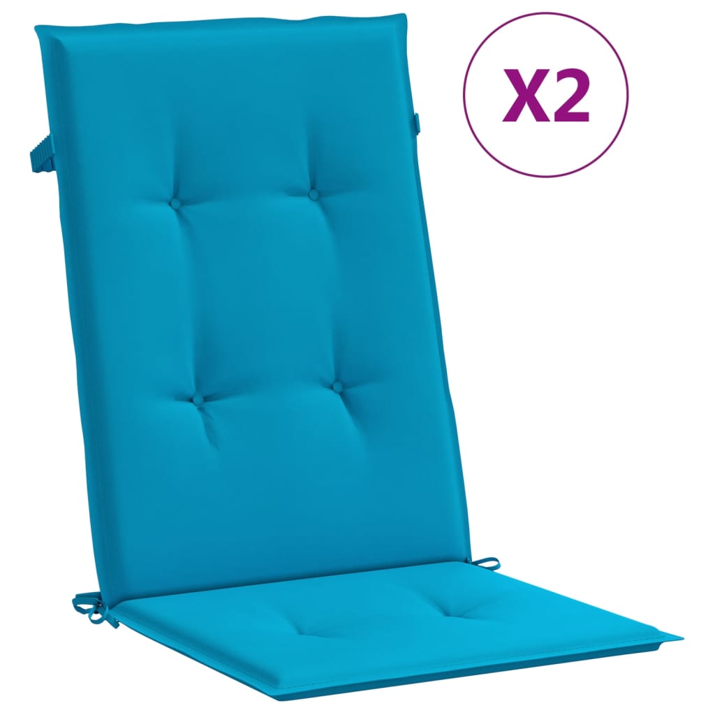 Tuinstoelkussens 2 st hoge rug 120x50x3 cm stof blauw is nu te koop bij PeponiXL, paradijselijk wonen!