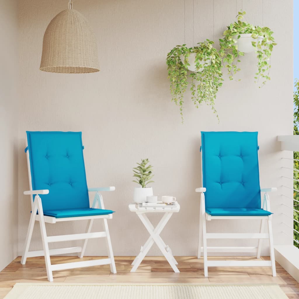 Tuinstoelkussens 2 st hoge rug 120x50x3 cm stof blauw is nu te koop bij PeponiXL, paradijselijk wonen!
