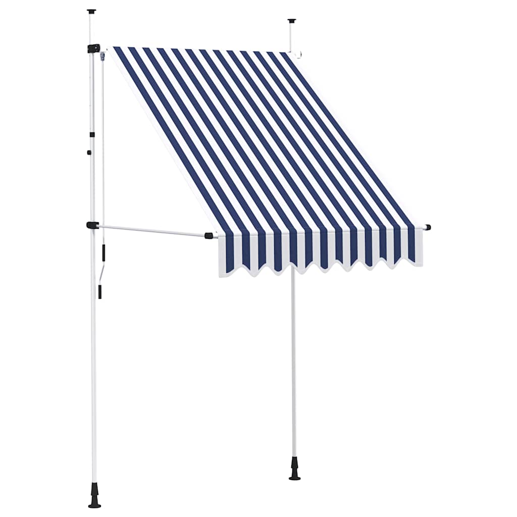 Luifel handmatig uittrekbaar 150 cm blauw en witte strepen is nu te koop bij PeponiXL, paradijselijk wonen!