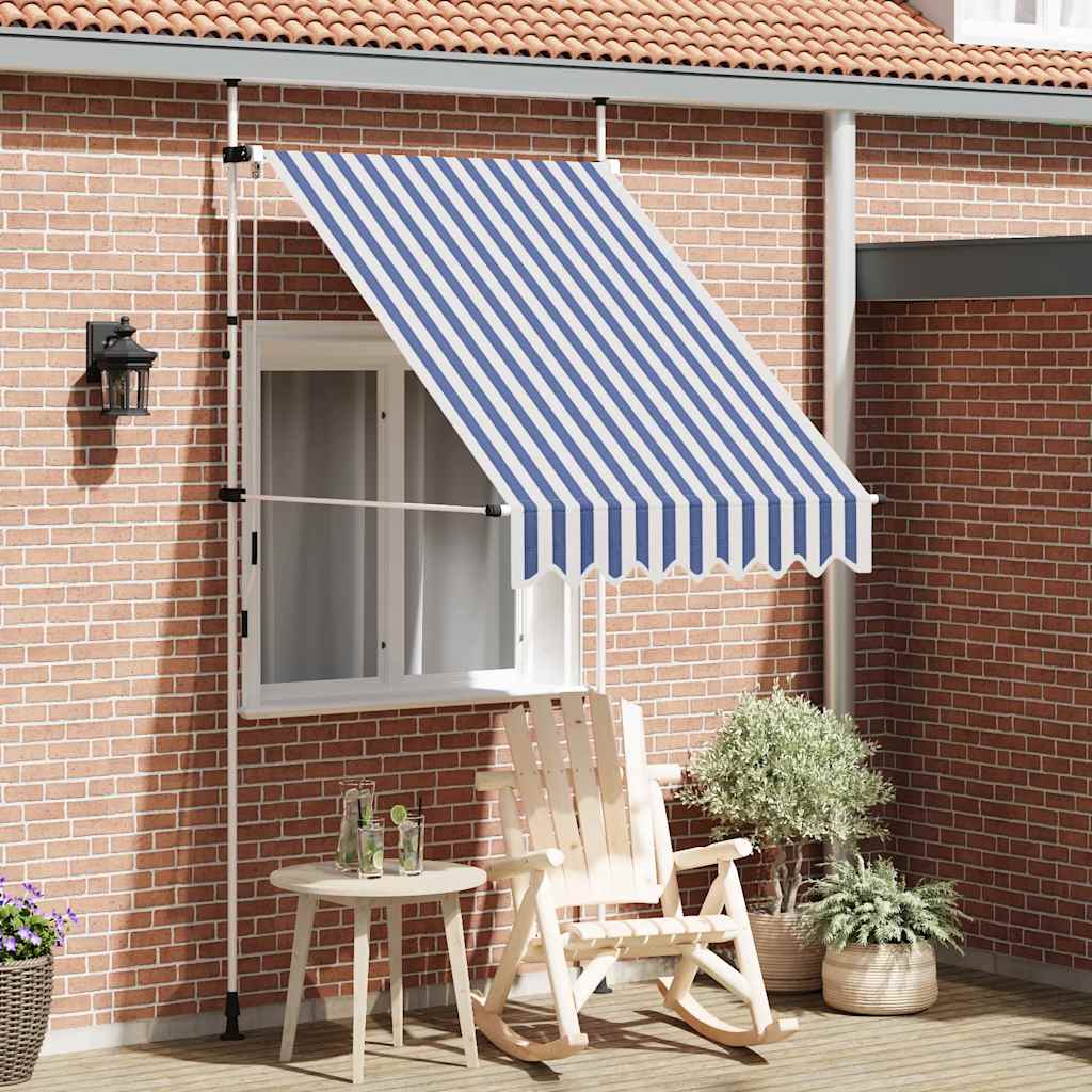 Luifel handmatig uittrekbaar 150 cm blauw en witte strepen is nu te koop bij PeponiXL, paradijselijk wonen!