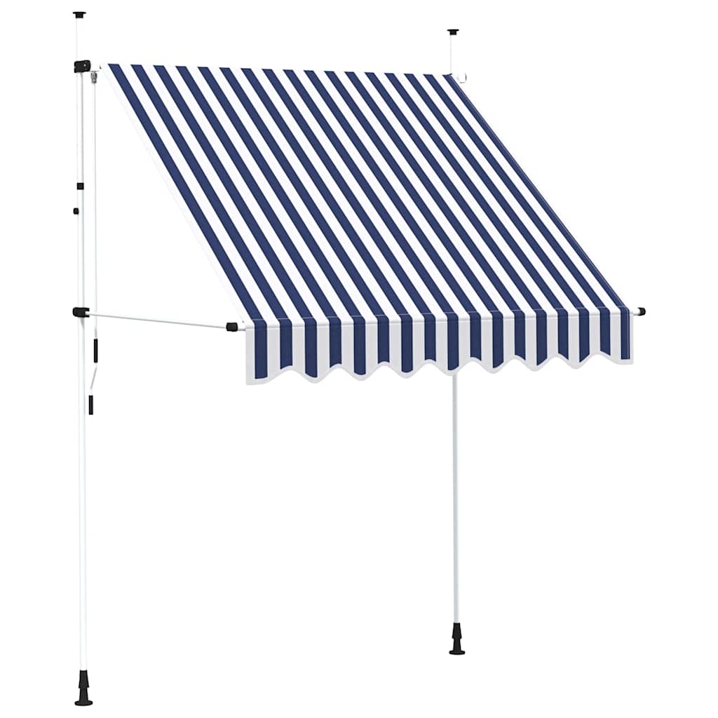 Luifel handmatig uittrekbaar 200 cm blauw en witte strepen is nu te koop bij PeponiXL, paradijselijk wonen!