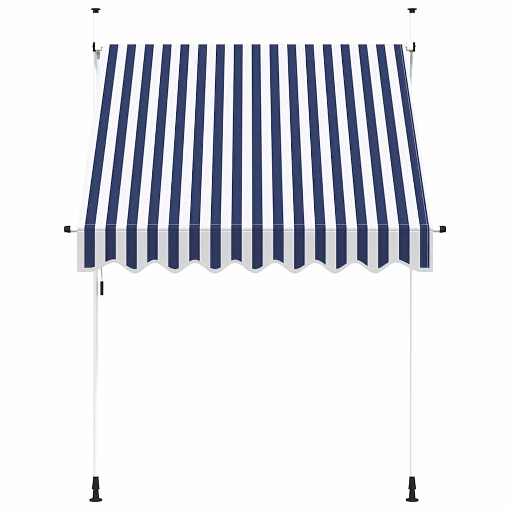 Luifel handmatig uittrekbaar 200 cm blauw en witte strepen is nu te koop bij PeponiXL, paradijselijk wonen!