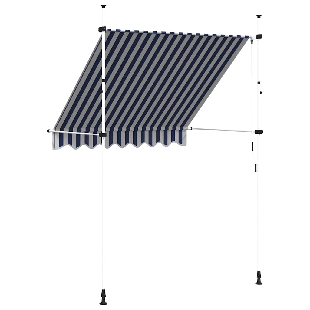 Luifel handmatig uittrekbaar 200 cm blauw en witte strepen is nu te koop bij PeponiXL, paradijselijk wonen!