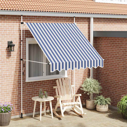Luifel handmatig uittrekbaar 200 cm blauw en witte strepen is nu te koop bij PeponiXL, paradijselijk wonen!