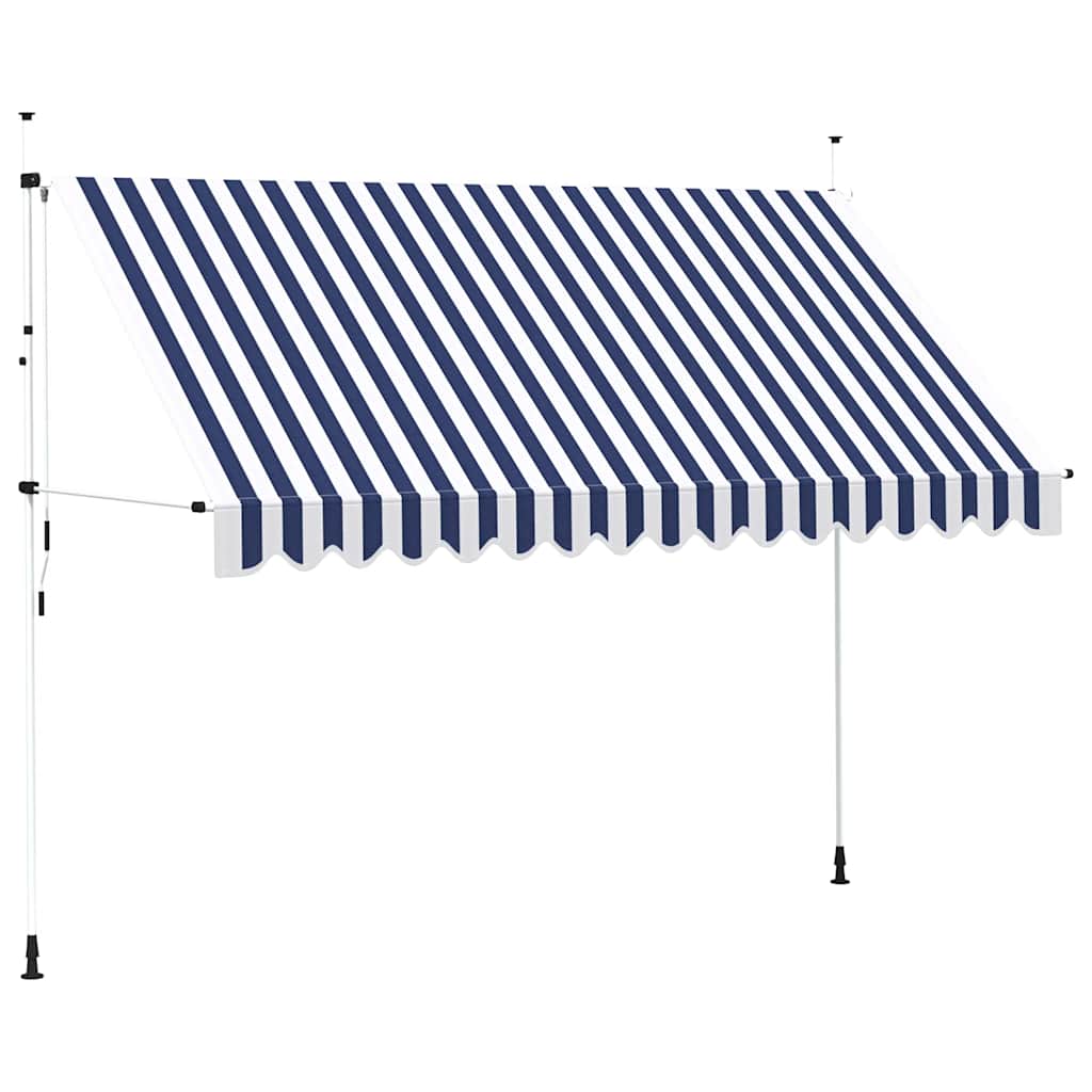 Luifel handmatig uittrekbaar 350 cm blauw en witte strepen is nu te koop bij PeponiXL, paradijselijk wonen!