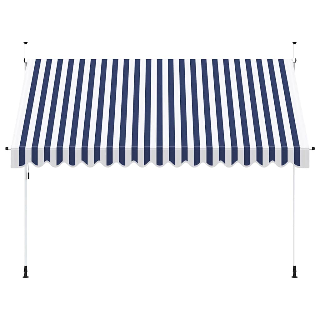 Luifel handmatig uittrekbaar 350 cm blauw en witte strepen is nu te koop bij PeponiXL, paradijselijk wonen!