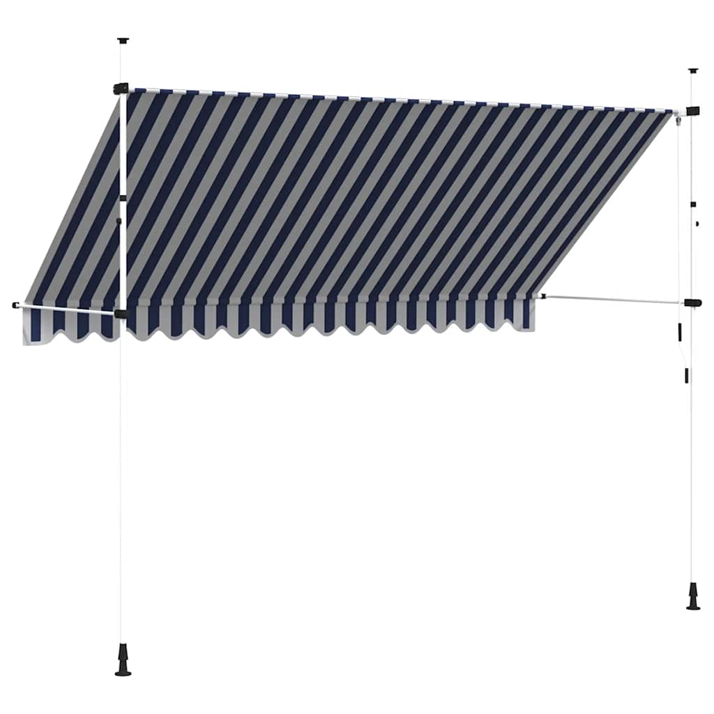 Luifel handmatig uittrekbaar 350 cm blauw en witte strepen is nu te koop bij PeponiXL, paradijselijk wonen!