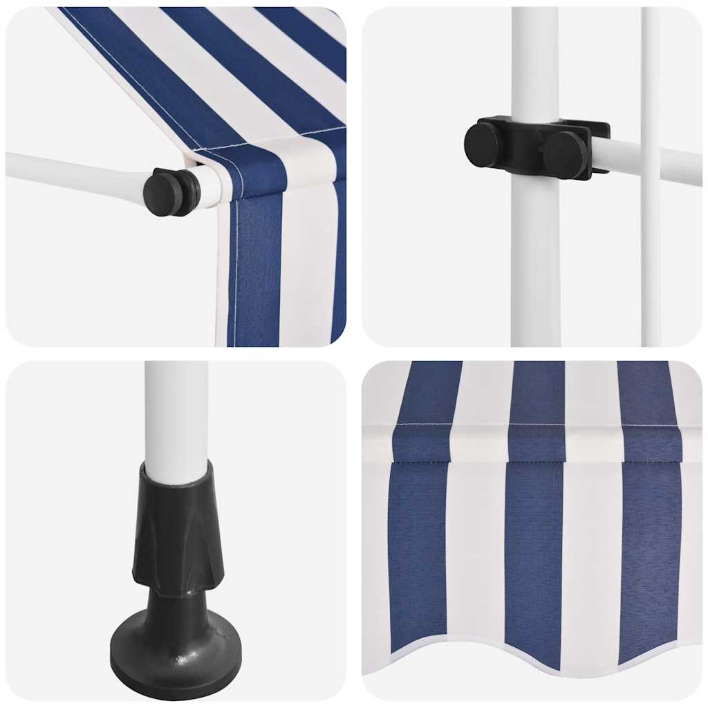 Luifel handmatig uittrekbaar 350 cm blauw en witte strepen is nu te koop bij PeponiXL, paradijselijk wonen!