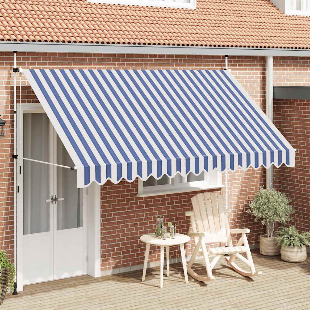 Luifel handmatig uittrekbaar 350 cm blauw en witte strepen is nu te koop bij PeponiXL, paradijselijk wonen!