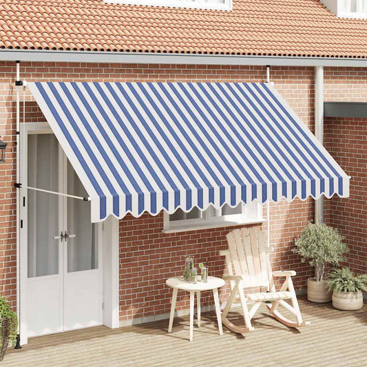 Luifel handmatig uittrekbaar 350 cm blauw en witte strepen is nu te koop bij PeponiXL, paradijselijk wonen!