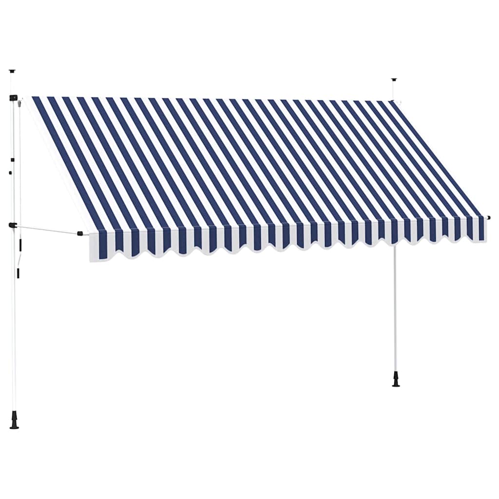Luifel handmatig uittrekbaar 400 cm blauw en witte strepen is nu te koop bij PeponiXL, paradijselijk wonen!