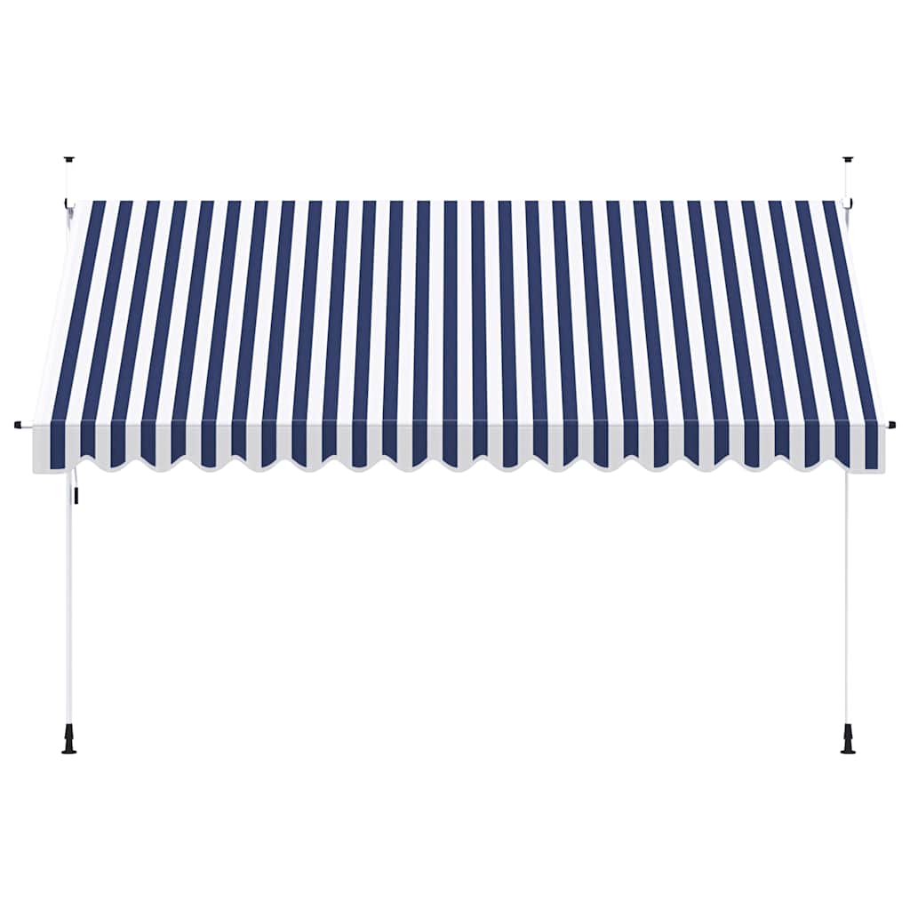 Luifel handmatig uittrekbaar 400 cm blauw en witte strepen is nu te koop bij PeponiXL, paradijselijk wonen!